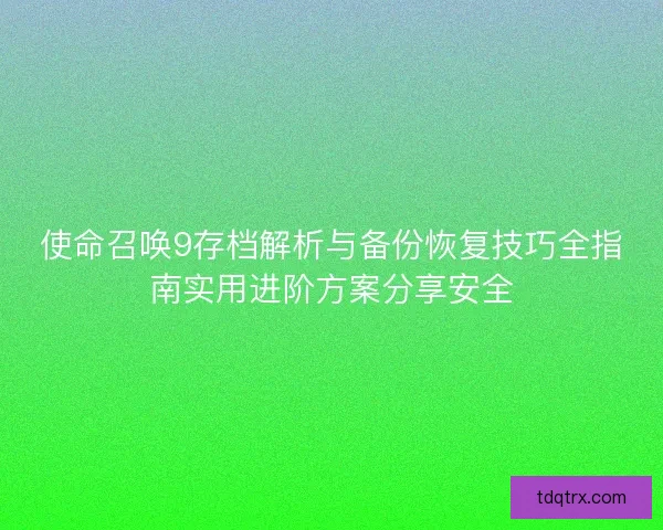 使命召唤9存档解析与备份恢复技巧全指南实用进阶方案分享安全