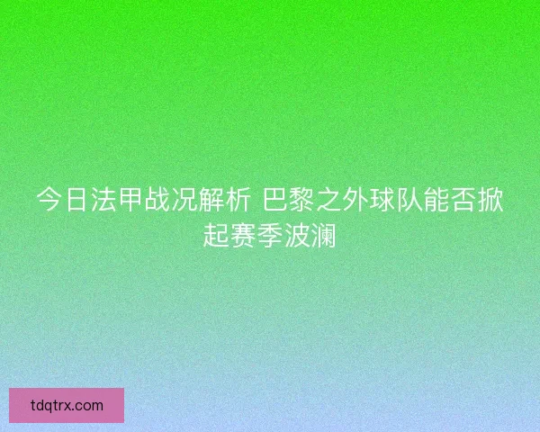 今日法甲战况解析 巴黎之外球队能否掀起赛季波澜